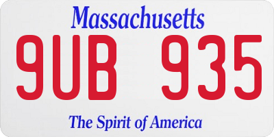 MA license plate 9UB935