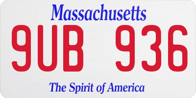 MA license plate 9UB936