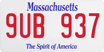 MA license plate 9UB937