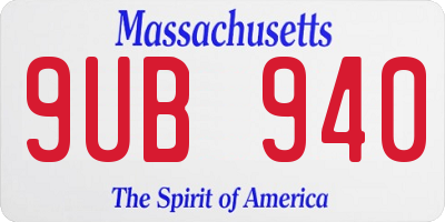 MA license plate 9UB940