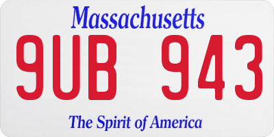 MA license plate 9UB943