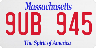 MA license plate 9UB945