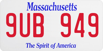 MA license plate 9UB949