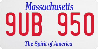 MA license plate 9UB950