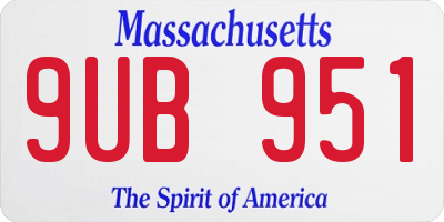 MA license plate 9UB951