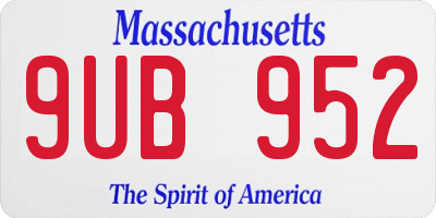 MA license plate 9UB952