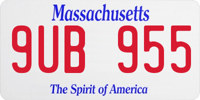 MA license plate 9UB955