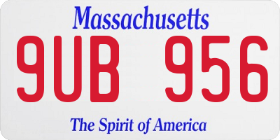 MA license plate 9UB956