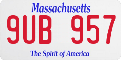 MA license plate 9UB957