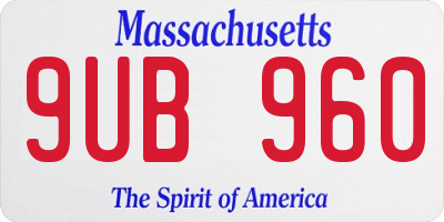 MA license plate 9UB960