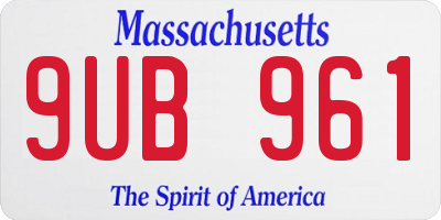 MA license plate 9UB961