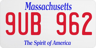 MA license plate 9UB962