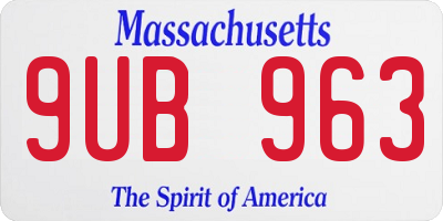 MA license plate 9UB963