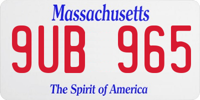 MA license plate 9UB965