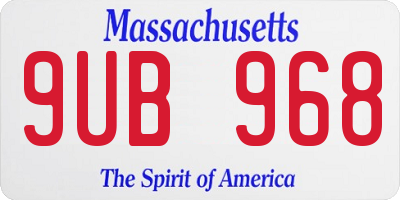 MA license plate 9UB968