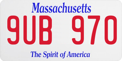 MA license plate 9UB970