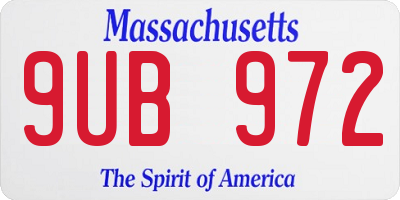 MA license plate 9UB972