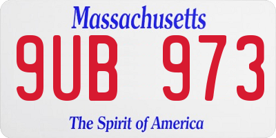 MA license plate 9UB973