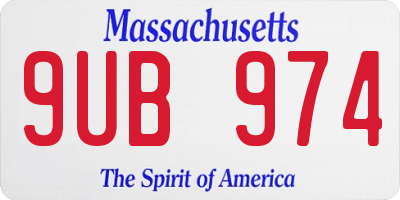 MA license plate 9UB974