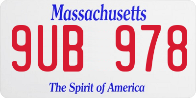 MA license plate 9UB978