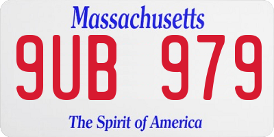 MA license plate 9UB979
