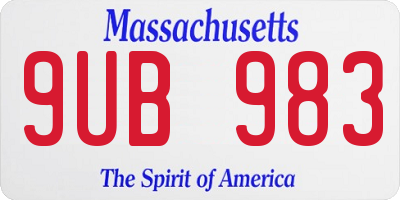 MA license plate 9UB983