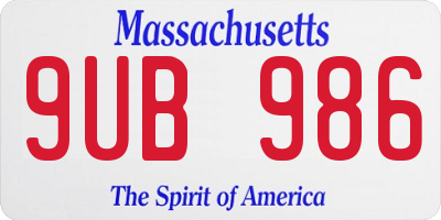MA license plate 9UB986