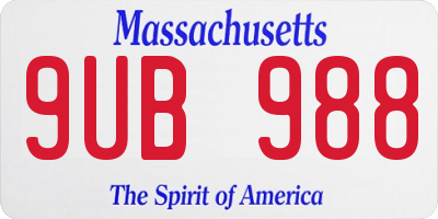 MA license plate 9UB988