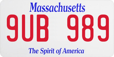 MA license plate 9UB989