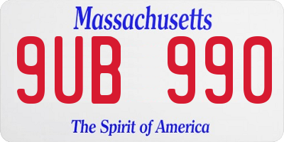 MA license plate 9UB990