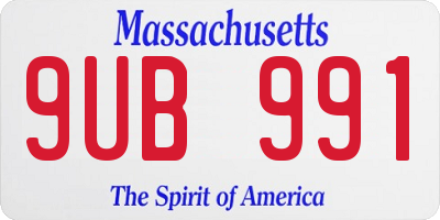 MA license plate 9UB991