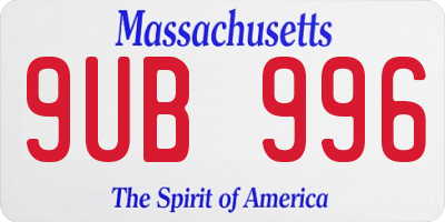MA license plate 9UB996