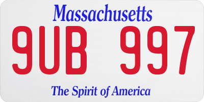 MA license plate 9UB997