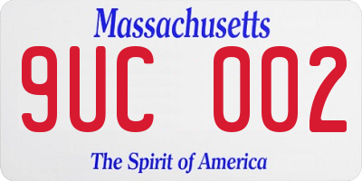 MA license plate 9UC002