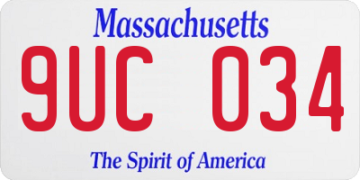 MA license plate 9UC034