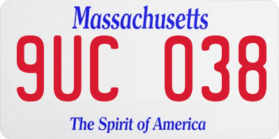 MA license plate 9UC038