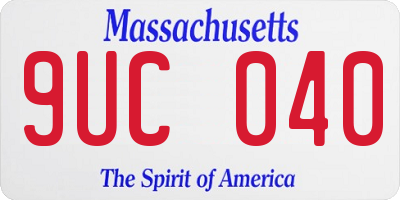 MA license plate 9UC040