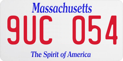 MA license plate 9UC054
