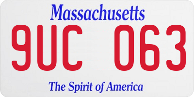 MA license plate 9UC063