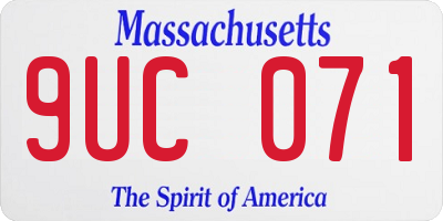 MA license plate 9UC071