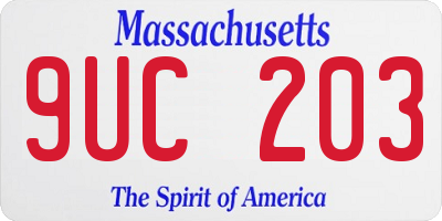 MA license plate 9UC203