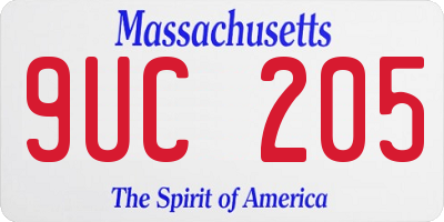 MA license plate 9UC205