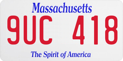 MA license plate 9UC418