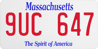 MA license plate 9UC647