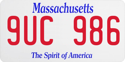 MA license plate 9UC986