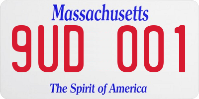 MA license plate 9UD001