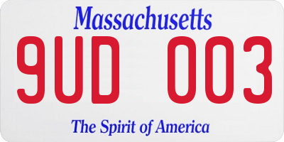 MA license plate 9UD003