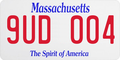 MA license plate 9UD004