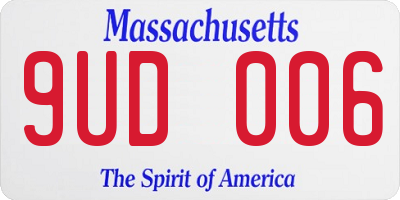 MA license plate 9UD006