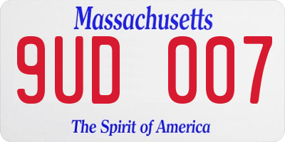 MA license plate 9UD007